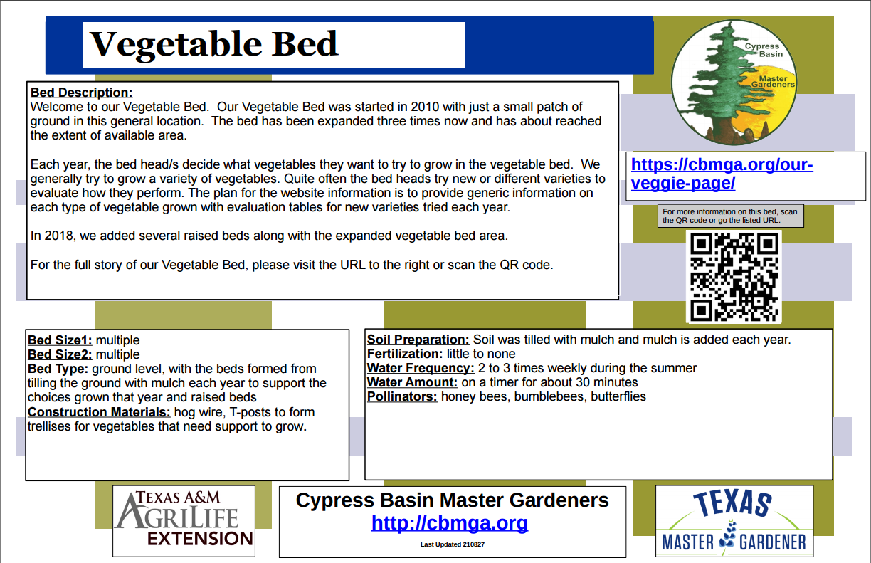 Vegetable Bed Sign